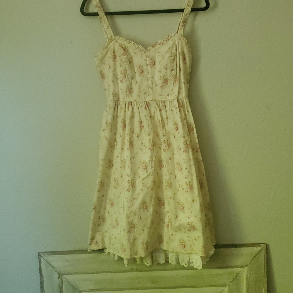 Floral Lace-Trim Cottagecore Sundress